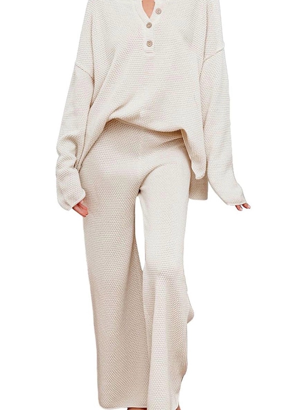 Cozy Two Piece Lounge Set — Cream